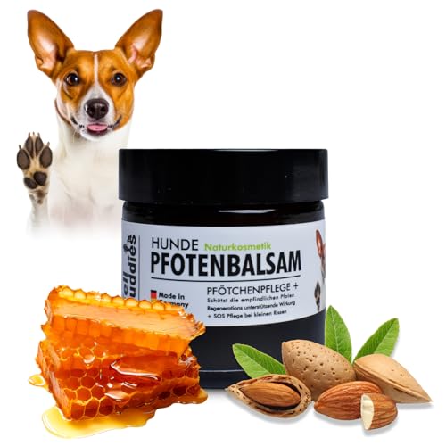 FellBuddies® Pfotenbalsam - Idealer Schutz für empfindliche Hunde Pfoten - Regenerations unterstützende Wirkung bei trockenen & rissigen Pfötchen | Naturkosmetik von FellBuddies