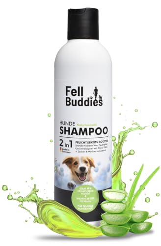 FellBuddies® Sanftes Hundeshampoo - Spendet trockner Haut Feuchtigkeit - Geschmeidigkeit mit sichtbarem Glanz Effekt | Naturkosmetik für jeden Hund von FellBuddies