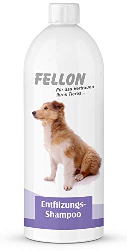 Fellon Entfilzungsshampoo für Hunde - Sanftes Shampoo, biologisch & mild, pH-neutral - Löst Verfilzungen schonend - Fellpflege, Hundeshampoo, Für alle Rassen & Größen - 1 Liter Dosierflasche von Fellon - Für das Vertrauen Ihres Tieres
