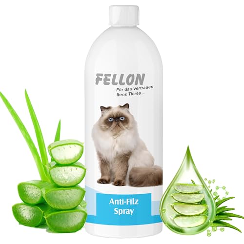 Fellon Anti-Filz für Katzen - Entfilzungsspray, 100% natürlich & pH-neutral - Fellpflege für Kurzhaar, Langhaar, Jede Art von Katze - Erleichtert das Kämmen/Bürsten - Nachfüllflasche, 1 Liter von Fellon