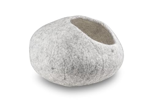Fellefant Premium Filz-Katzenhöhle – 100% Wolle, handgefertigtes, kuscheliges Katzenbett – Weiche Schlafhöhle für Katzen von Fellefant