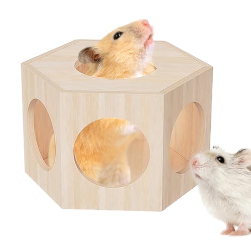 Fellflying Hamster Versteck Aus Holz | Nagetier-Spielzeug Aus Holz,Käfig Zubehör Unterschlupf Deko Kleintierbehausung Für Chinchilla Meerschweinchen Gerbil Zwergmäuse von Fellflying