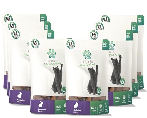 Fellicita Fellonis Katzensnacks Fleischstreifen vom Kaninchen, knackig-zart, 100% Fleisch, 8 x 50g Paket, Monoprotein, getreidefrei Fellicita Fellonis Katzensnacks Fleischstreifen vom Kaninchen, knackig-zart, 100% Fleisch, 8 x 50g Paket, Monoprotein, getreidefrei von Fellicita