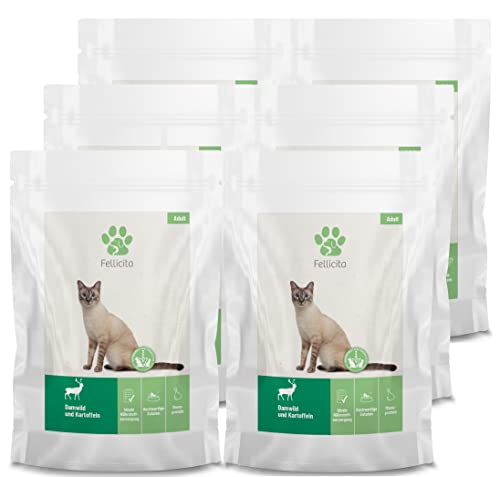 Fellicita Premium Nassfutter für Katzen, Damwild, 6er Pack, 6 x 295g, Monoprotein, hochwertiges Katzennassfutter, getreidefrei, leckere Pastete, Alleinfuttermittel Fellicita Premium Nassfutter für Katzen, Damwild, 6er Pack, 6 x 295g, Monoprotein, hochwertiges Katzennassfutter, getreidefrei, leckere Pastete, Alleinfuttermittel von Fellicita