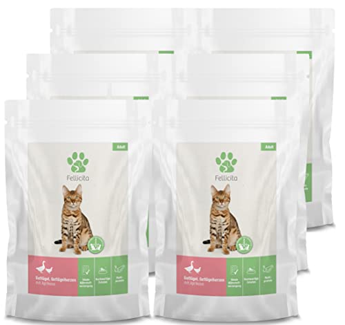 Fellicita Premium Nassfutter für Katzen, Geflügel, Geflügelherzen mit Aprikose, 6er Pack, 6 x 295g, Multiprotein, hochwertiges Futter, getreidefrei, leckere Pastete, Alleinfuttermittel von Fellicita