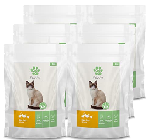 Fellicita Premium Nassfutter für Katzen, Huhn, Pute und Gans, 6er Pack, 6 x 295 g, Multiprotein, hochwertiges Katzennassfutter, getreidefrei, leckere Pastete, Alleinfuttermittel von Fellicita