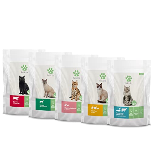 Fellicita Premium Nassfutter für Katzen, Multipack 5 Sorten, gemischte Auswahl, 6er Pack, 5 x 295 g, Mono- und Multiprotein, hochwertiges Futter, getreidefrei, feine Pastete von Fellicita