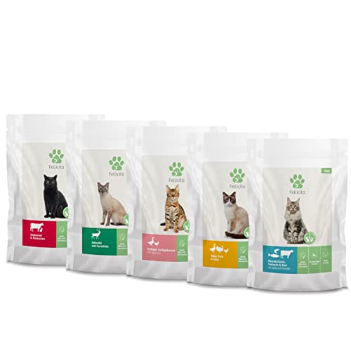 Fellicita Premium Nassfutter für Katzen, Multipack 5 Sorten, gemischte Auswahl, 5er Pack, 5 x 295 g, Mono- und Multiprotein, hochwertiges Futter, getreidefrei, feine Pastete Fellicita Premium Nassfutter für Katzen, Multipack 5 Sorten, gemischte Auswahl, 5er Pack, 5 x 295 g, Mono- und Multiprotein, hochwertiges Futter, getreidefrei, feine Pastete von Fellicita