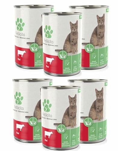 Fellicita Premium Nassfutter für Katzen, Rind pur, 6er Pack, 6 x 400g, Monoprotein, hochwertiges Katzennassfutter, getreidefrei, leckere Pastete, Alleinfuttermittel Fellicita Premium Nassfutter für Katzen, Rind pur, 6er Pack, 6 x 400g, Monoprotein, hochwertiges Katzennassfutter, getreidefrei, leckere Pastete, Alleinfuttermittel von Fellicita