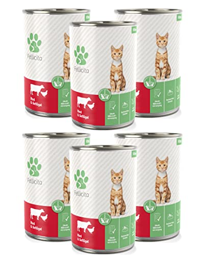 Fellicita Premium Nassfutter für Kitten, Rind & Geflügel, 6er Pack, 6 x 400g, Multiprotein, hochwertiges Katzennassfutter, getreidefrei, leckere Pastete, Alleinfuttermittel Fellicita Premium Nassfutter für Kitten, Rind & Geflügel, 6er Pack, 6 x 400g, Multiprotein, hochwertiges Katzennassfutter, getreidefrei, leckere Pastete, Alleinfuttermittel von Fellicita