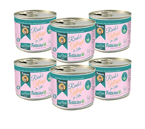 Fellicita Premium Nassfutter für Kitten, Rind & Geflügel, 6er Pack, 6 x 200g, Multiprotein, hochwertiges Katzennassfutter, getreidefrei, leckere Pastete, Alleinfuttermittel von Fellicita
