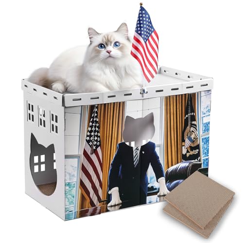 Felmis Weißes Katzenhaus aus Karton mit Kratzbaum Katzenhäuser für Innenkatzen Katzenkratzbox Katzenkratzbox Katzenspielhaus Katzenburg von Felmis