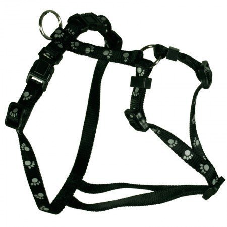 Feltmann Brustgeschirr Mini, Schwarz, Silber Pfötchen, 25-35cm, 10mm Feltmann Brustgeschirr Mini, Schwarz, Silber Pfötchen, 25-35cm, 10mm von Feltmann