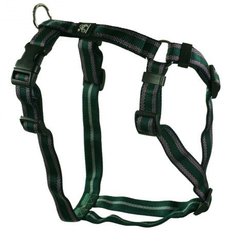 Feltmann Brustgeschirr Soft Nylonband, Grün mit Muster, 70-90cm, 25mm von Feltmann