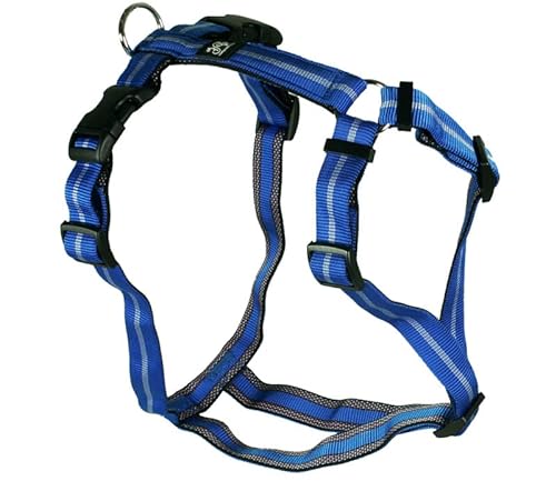 Feltmann Hundegeschirr - Soft-Nylonband, blau Streifen, Bauchumfang 50-65 cm, 20 mm Bandbreite von Feltmann
