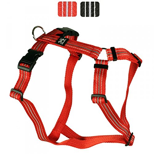 Feltmann Hundegeschirr - Soft-Nylonband Reflektierend rot, Bauchumfang 40-60 cm, 15 mm Bandbreite von Feltmann
