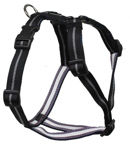 Feltmann Mopsgeschirr Hundegeschirr Soft Nylon, Schwarz mit Streifen, 7-13 kg, 20mm von Feltmann