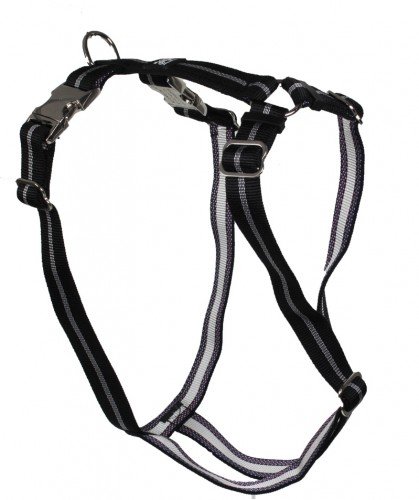 Feltmann Premium Hundegeschirr mit Alu-Max®, Soft- Nylonband, 40-60cm, 15mm, Streifen schwarz von Feltmann