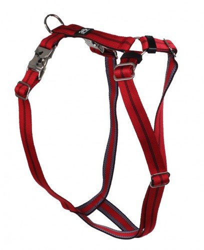 Feltmann Premium Hundegeschirr mit Alu-Max®, Soft- Nylonband, 55-75cm, 20mm, Streifen rot von Feltmann