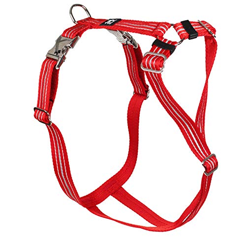 Feltmann Premium Hundegeschirr mit Alu-Max®-Metall-Steckschlössern, Soft-Nylonband Reflektierend rot 40-60 cm, 15 mm von Feltmann