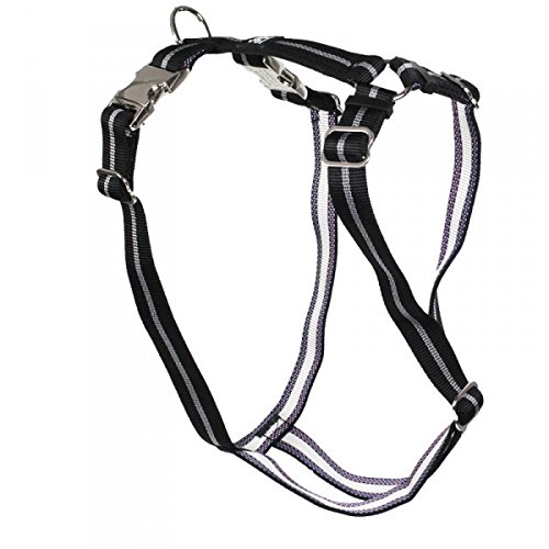 Feltmann Premium Hundegeschirr mit Alu-Max®-Metall-Steckschlössern, Soft-Nylonband schwarz Streifen 75-100 cm, 25 mm von Feltmann