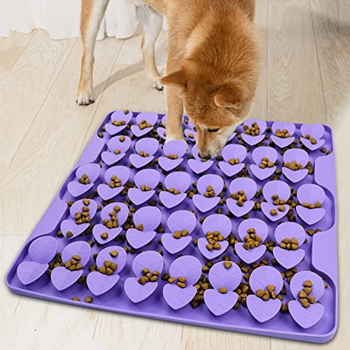 Femont Schnüffelmatte für Hunde, Silikon-Leckmatte für langsames Fressen, Trainingsgeruch, interaktives Futterspiel, Spielzeug für kleine/mittlere/große Hunde (lila) von Femont