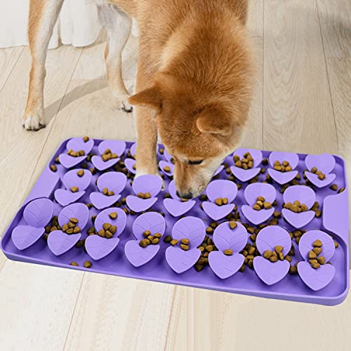 Femont Schnüffelmatte für kleine Hunde, Silikon-Leckmatte für langsames Fressen, fördert die natürliche Futtersuche, lindert Stress, interaktives Fütterungsspiel, Leckmatte, Schüssel (lila) von Femont