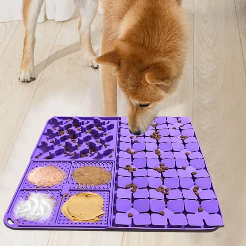 Femont Silikon-Schnüffelmatte für Hunde, langsames Füttern, Leckmatte mit Saugnäpfen für langsames Fressen, fördert natürliche Futtersuche, Haustier-Schnüffelmatte für kleine/mittelgroße Hunde und Femont Silikon-Schnüffelmatte für Hunde, langsames Füttern, Leckmatte mit Saugnäpfen für langsames Fressen, fördert natürliche Futtersuche, Haustier-Schnüffelmatte für kleine/mittelgroße Hunde und von Femont