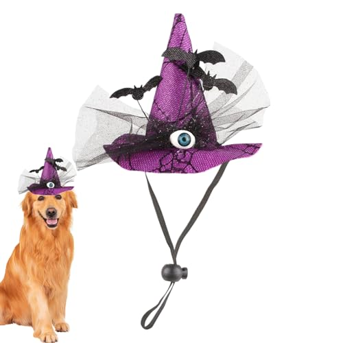 Fenayuu Halloween Hut für Hunde - Kostüm Hund | Fledermausmotiv Mit Augen Hexenhut Verstellbar Für Mittelgroße Hunde Festfotos Innenbereich Fenayuu Halloween Hut für Hunde - Kostüm Hund | Fledermausmotiv Mit Augen Hexenhut Verstellbar Für Mittelgroße Hunde Festfotos Innenbereich von Fenayuu