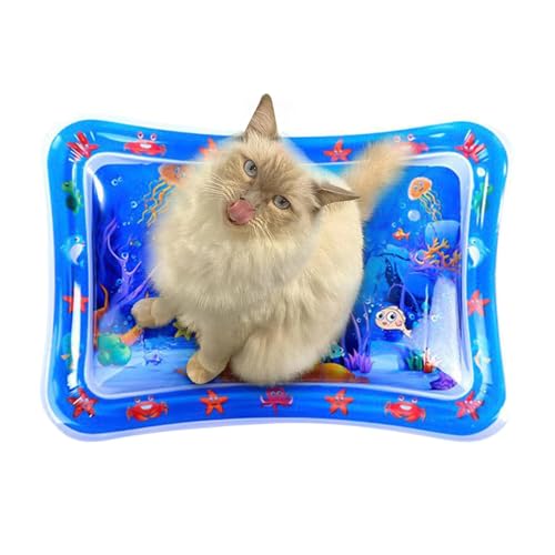 Fenayuu Katzen Wasserspielmatte | Katzen Wassersensorik Spielmatte | Interaktive Hundeanreicherung Spielzeug | Verdickte Interaktive Katzenspielzeug Mit Meeresdesign von Fenayuu