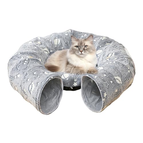 Fenayuu Katzentunnelbett, Indoor Katzenspieltunnelbett, Faltbares Interaktives Spielzeug, Dunkeln Leuchtendes Tierkissen Für Kleine, Mittelgroße Und Große Rassen von Fenayuu