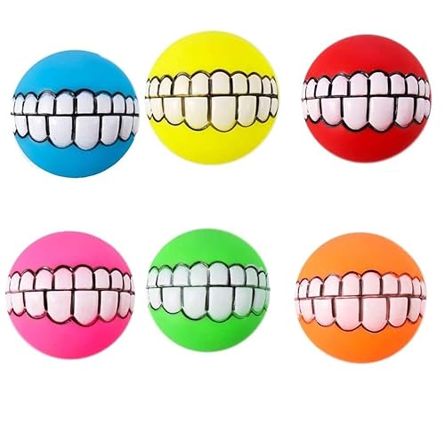 FengQingHuaGG Quietschender Hundeball, Gummi-Hundespielzeug mit Zahnmuster, für mittelgroße und kleine Haustiere, interaktives Spielen, 7,5 cm, 6 Stück FengQingHuaGG Quietschender Hundeball, Gummi-Hundespielzeug mit Zahnmuster, für mittelgroße und kleine Haustiere, interaktives Spielen, 7,5 cm, 6 Stück von FengQingHuaGG
