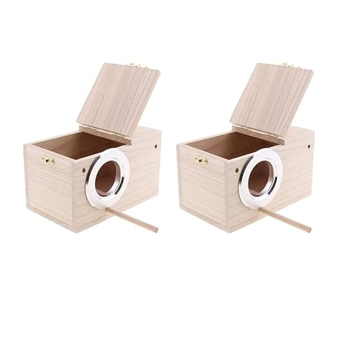 Sittich-Nistkasten, natürliches Holz, kleines Vogelhaus, Brutkasten mit Sitzstange, für Lovebirds, Finken, Papageien, Kanarienvögel, 2 Stück Sittich-Nistkasten, natürliches Holz, kleines Vogelhaus, Brutkasten mit Sitzstange, für Lovebirds, Finken, Papageien, Kanarienvögel, 2 Stück von FengQingHuaGG