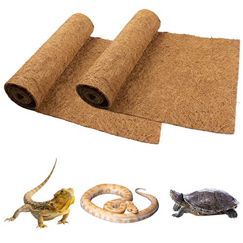 Reptilien-Teppich Kokosfaser, 2 Pack natürliche Reptilien-Teppich Terrarium Liner Bedding Reptil-Substrat Matte Lieferungen für Bartagame Leopard Gecko Iguana Schlange von Fengaim