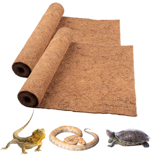 Reptilien-Teppich Kokosfaser, 2 Pack natürliche Reptilien-Teppich Terrarium Liner Bedding Reptil-Substrat Matte Lieferungen für Bartagame Leopard Gecko Iguana Schlange (2 Pack 100*40cm/40*16 Zoll) von Fengaim