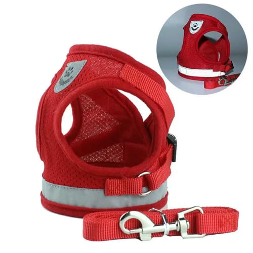 Reflektierendes Hundegeschirr mit Leine, verstellbare Haustiergeschirre, Weste für kleine und mittelgroße Hunde, weicher, atmungsaktiver Brustgurt für Welpen im Freien Reflektierendes Hundegeschirr mit Leine, verstellbare Haustiergeschirre, Weste für kleine und mittelgroße Hunde, weicher, atmungsaktiver Brustgurt für Welpen im Freien von Fenhaodian