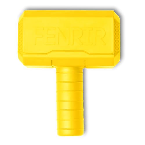 Fenrir Hammer Kauspielzeug für Hunde, starkes Gummi, füllbar, Anreicherungsspielzeug für Kauer (gelb, groß) von Fenrir