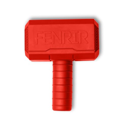 Fenrir Hammer Kauspielzeug für Hunde, starkes Gummi, füllbar, Anreicherungsspielzeug für Kauer (rot, mittel) von Fenrir