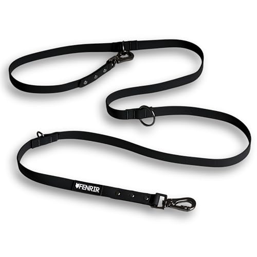 Fenrir Hundetrainingsleine, 2,1 m, doppelseitiger Karabiner, 3 Ringe, matt, rutschfest, beschichtet, wasserdichtes Gurtband von Fenrir