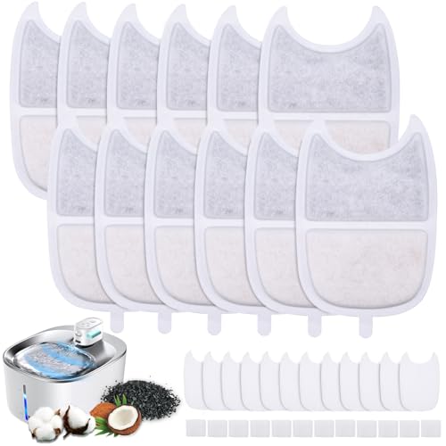 12 Stück Katzenbrunnen Filter, 12 Filter für Katzenbrunnen und 24 Schaumstofffilter mit Aktivkohle Naturharzen, Katzen Trinkbrunnen Filter, Katzenbrunnenfilter Ersatz kompatibel mit 4-L Trinkbrunnen 12 Stück Katzenbrunnen Filter, 12 Filter für Katzenbrunnen und 24 Schaumstofffilter mit Aktivkohle Naturharzen, Katzen Trinkbrunnen Filter, Katzenbrunnenfilter Ersatz kompatibel mit 4-L Trinkbrunnen von Fentar