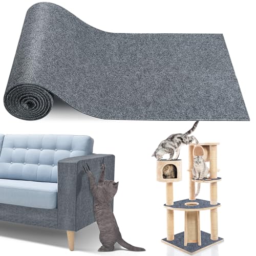Fentar Kratzmatte Selbstklebend, 200x40cm Trimmbar Kratzmatte Katze, Verdickte Kratzteppich Katze, Kratzmatte Wand, Vielseitige Katzenkratzmatte für Kratzwand Sofa Möbel (Grau) von Fentar