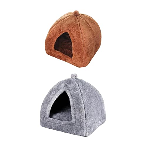 Fenteer 2 Stück Winter Haustierbett Nest Haustierzelt mit Mattenbett für Igel, StilI von Fenteer