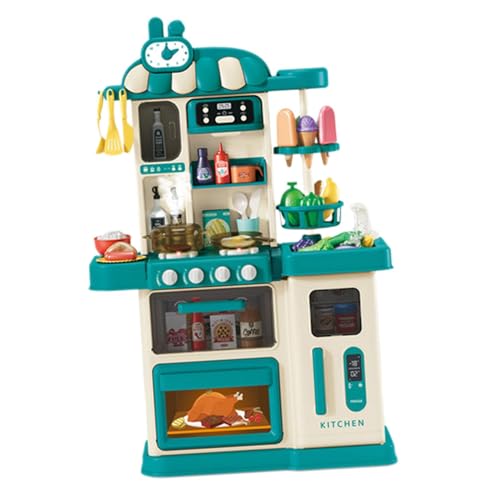 Fenteer 47-teiliges Küchenspielset, Spielzeug, Spielset zum Vortäuschen von Kochutensilien, elektronische Spielherde, Spiel-Lebensmittelgeschirrset für, Grün von Fenteer