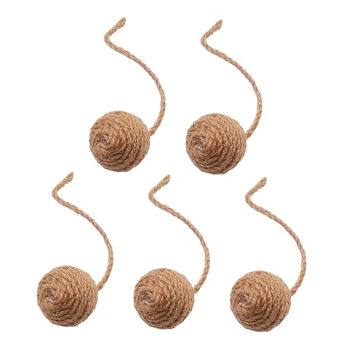 Fenteer 5 Stücke Katze Sisal Seil Ball Spielzeug Katze Teaser Spielzeug und Verschleißfest Heimtierbedarf Handgefertigte Katze Seil Ball Katze, 4.5 cm Gelb von Fenteer