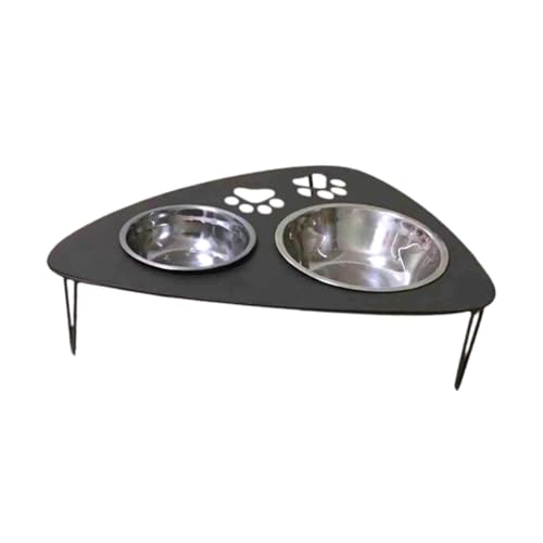 Fenteer Angehobene Hunde Schalen füttern Wasserversorgung, Haustierfuttermittel abnehmbar für Katzen und Hunde Edelstahl Essen Wasserschalen Katzenschale, Katzenklauenmuster von Fenteer