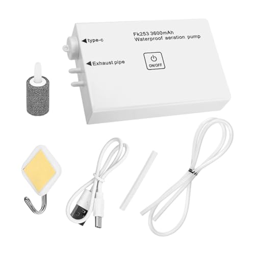 Fenteer Aquarium-Luftpumpe, Belüfterpumpen, tragbar, wiederaufladbar, multifunktional, praktisch, leise, für Aquarien, Hydrokultur, Aquarium von Fenteer