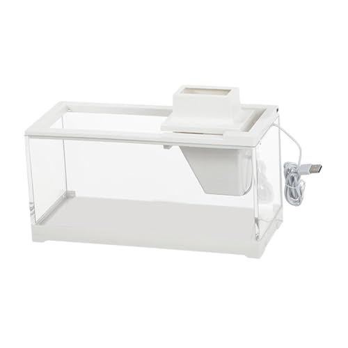 Fenteer Aquarium Weiß mit Filter Grüne Landschaft Mini für Eine Vielzahl Tropischer Fische Fischschale Aquarium für Büro Desktop Reptilien, mit Wasserpumpe von Fenteer