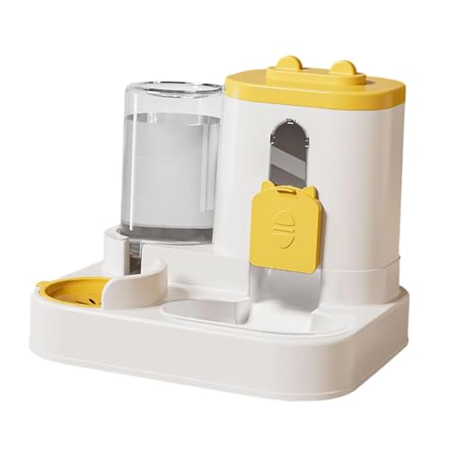 Fenteer Automatischer Futter- und Wasserspender für Haustiere, Hundefutterspender mit großer Kapazität, rutschfest, Wasserspender, Futterstation für Katzen, Gelb von Fenteer