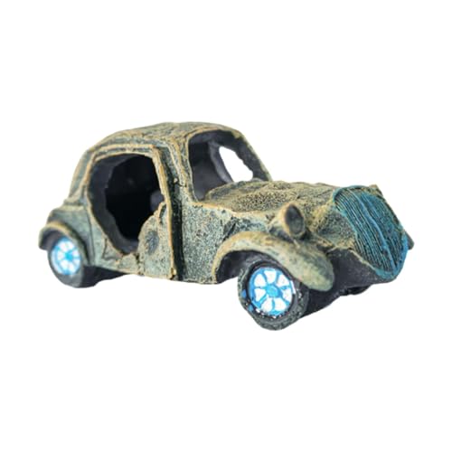 Fenteer Autowrack Aquarium Dekor Fischdekoration für Ruhespielsimulation Figur kreativer Spielzeuglandschaftsbauharz Orament, Classic Car Statue von Fenteer