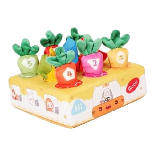 Fenteer Baby-Taschentuchbox, Plüsch-Karottenmatte, 2-in-1, lustiges Karottenspielzeug, Handtuch, fleißig, Taschentücher ziehen, Aktivitäten zum Lernen von, tragen von Fenteer